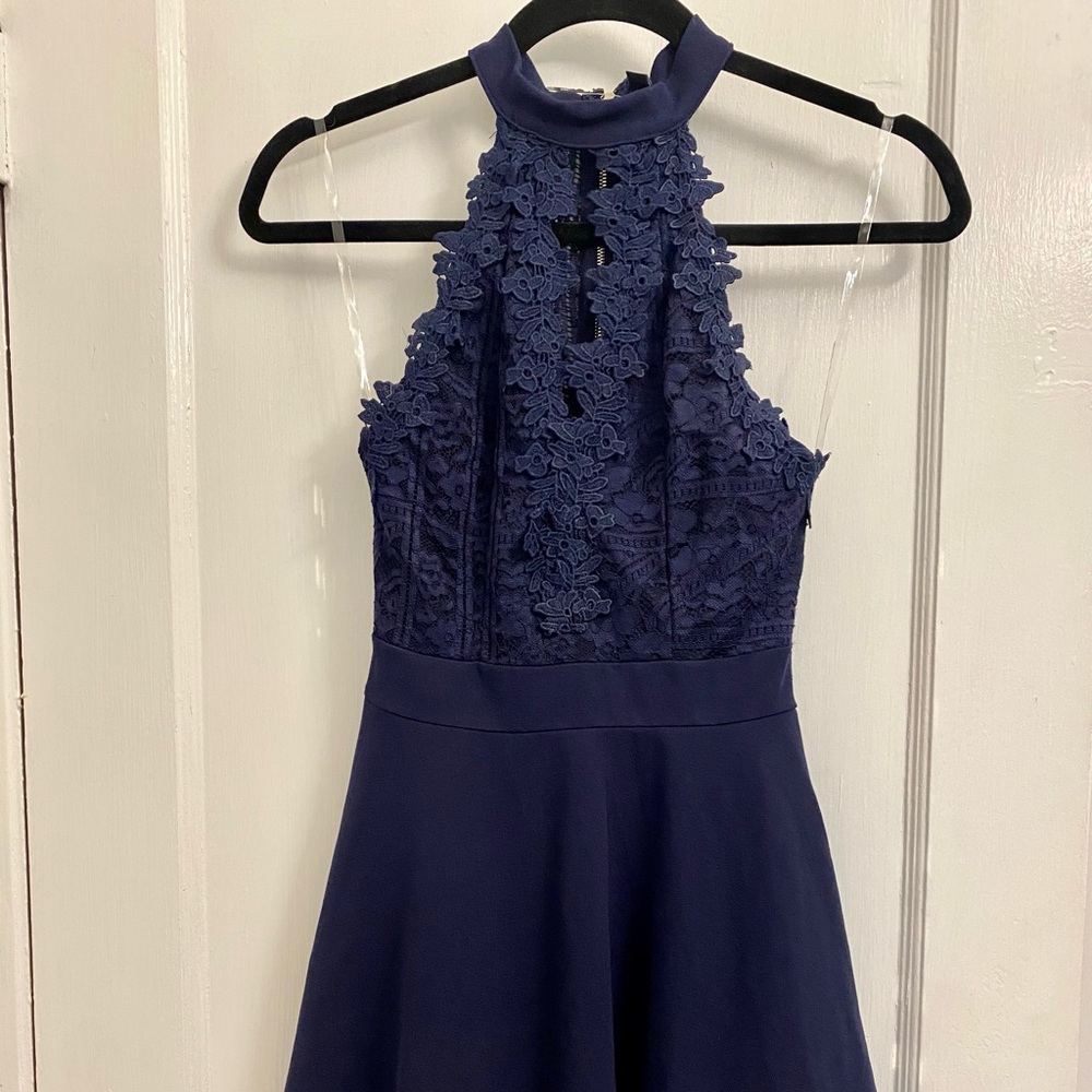 Windsor High Neck Lace Keyhole Skater Dress NWT XS